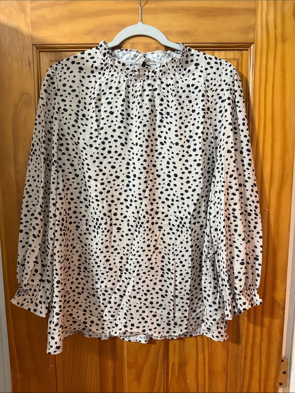 Amazon Cream Blouse with Black Spot Print